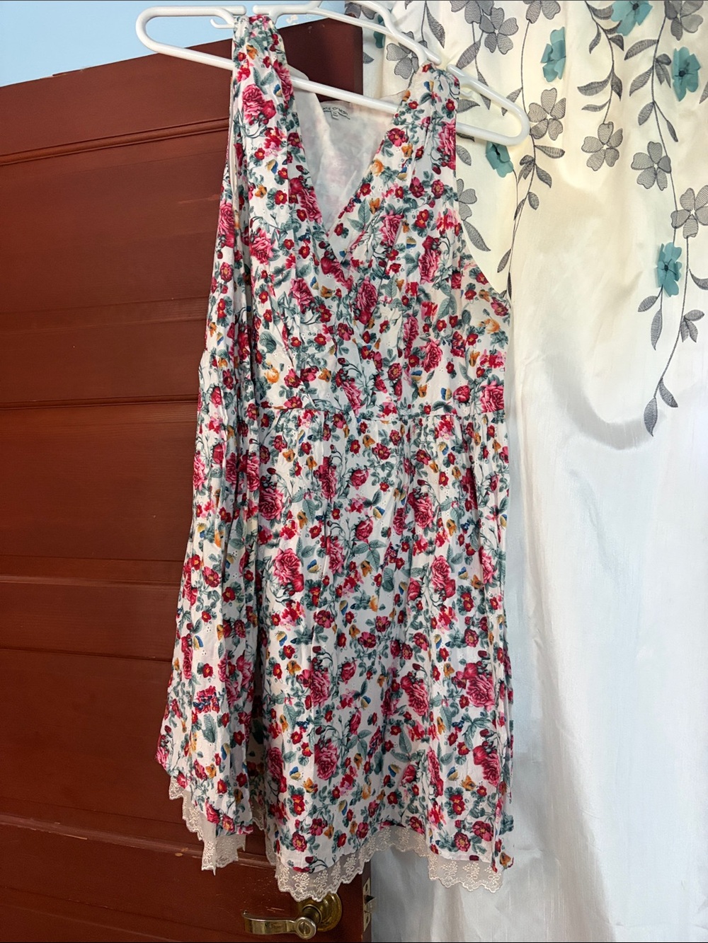 Modcloth Floral Mini Dress in White, Pink, Green